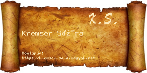 Kremser Sára névjegykártya